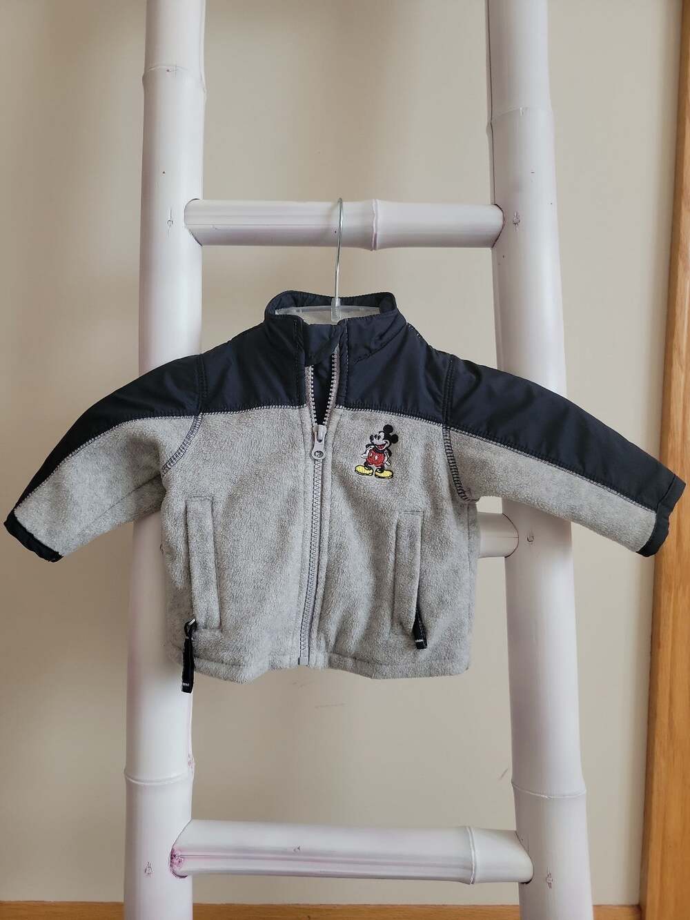 Disney Store Mickey Mouse Baby 3-6M Gray & Black Fleece Zip Up Jacket